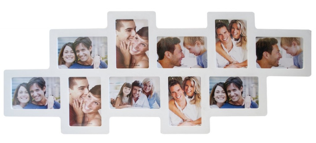 довга біла фоторамка для 10 фотографій Hidu 10-Z White